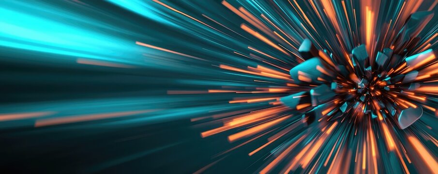 Burst abstract background idea. Dynamic abstract illustration with vibrant lines and particles in motion.