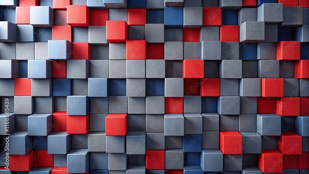 Poster create a minimalist background with large blocks of contrasting colors like fiery red, deep blue, an