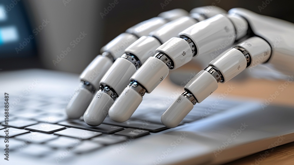 Poster Business Smart Automation Processes Optimization streamlined workflows in smart offices with AI-driven systems Stock Photo with side copy space