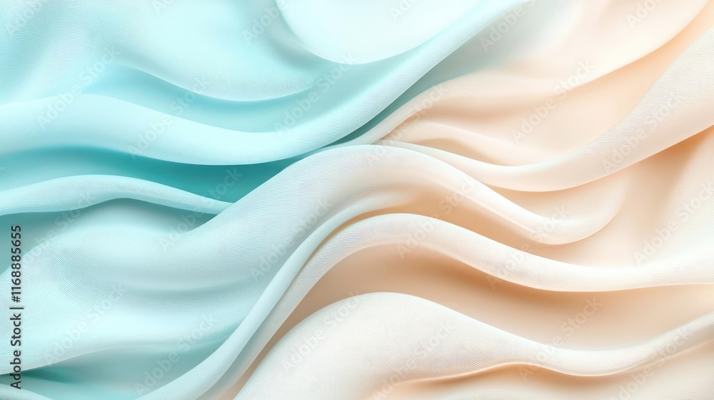 Poster grungy abstract background concept. a smooth blend of turquoise and peach fabric showcasing elegant 