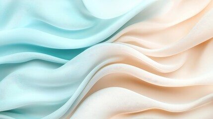 Fototapeta premium Grungy abstract background concept. A smooth blend of turquoise and peach fabric showcasing elegant folds and textures.