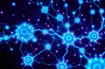 Neon Neural Network - Abstract Art Nouveau Bioluminescent Design