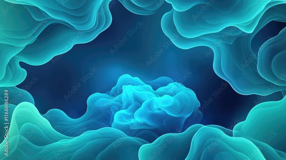 Aufkleber burst abstract background idea. abstract blue and green fluid shapes create a mesmerizing digital ba