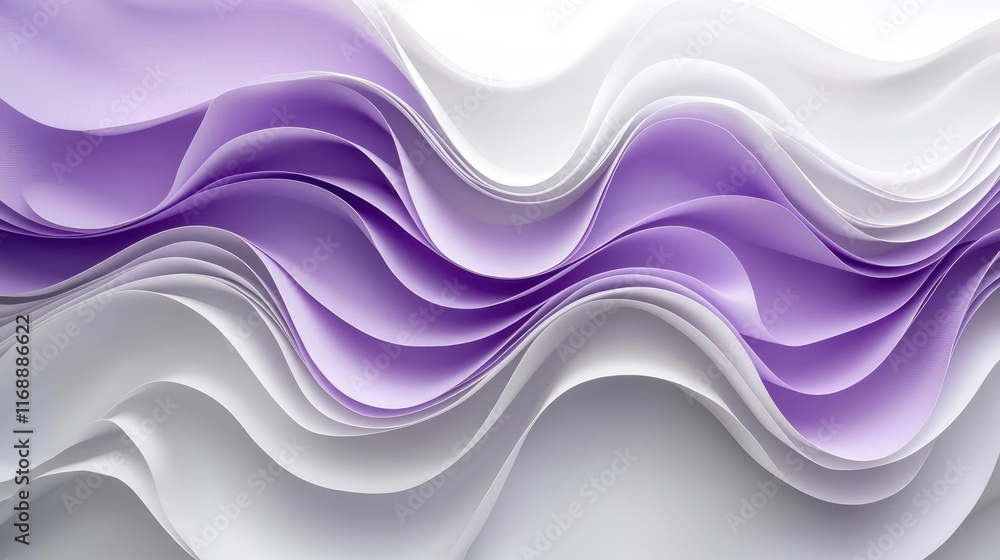 Poster grungy abstract background concept. abstract waves of purple and white paper create a soothing, eleg
