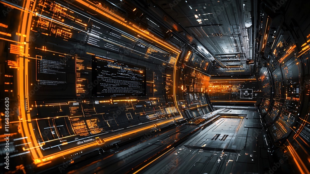Aufkleber Business Smart AI Solutions Efficiency advanced AI algorithms displayed on futuristic interfaces Stock Photo with side copy space
