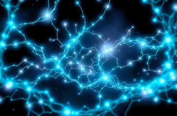 Ethereal Cybernetic Neural Network - Blue Bioluminescent Nodes