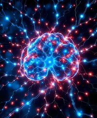 Mesmerizing Bioluminescent Brain Neural Network Art Nouveau Style