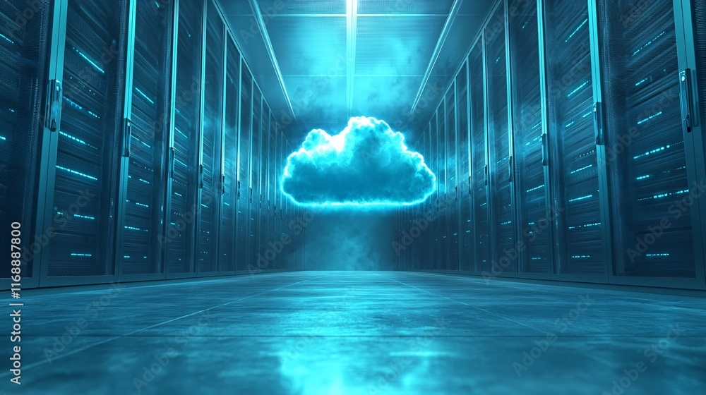Poster business smart cloud solutions scalability flexible cloud infrastructure visualized through vibrant 