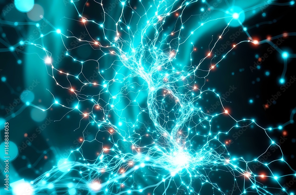 Poster ethereal galaxy bioluminescent brainwave art, abstract neural network patterns