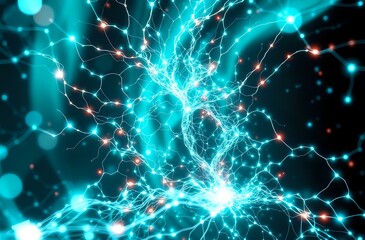 Ethereal Galaxy Bioluminescent Brainwave Art, Abstract Neural Network Patterns