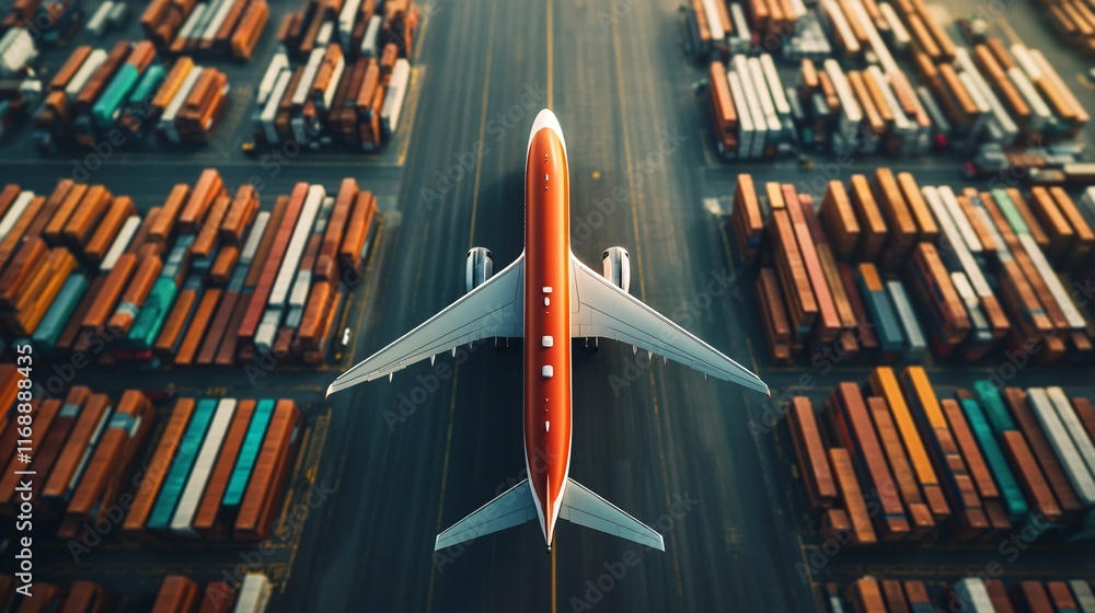 Poster Business Smart Automation Processes Optimization intelligent logistics systems automating global supply chains Stock Photo with side copy space