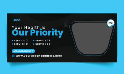 Modern social media cover banner or billboard,signage design template for medical, doctor, health care