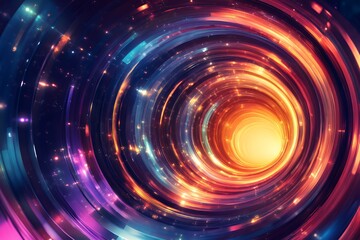 Obraz premium Abstract swirling light patterns create a vibrant cosmic tunnel