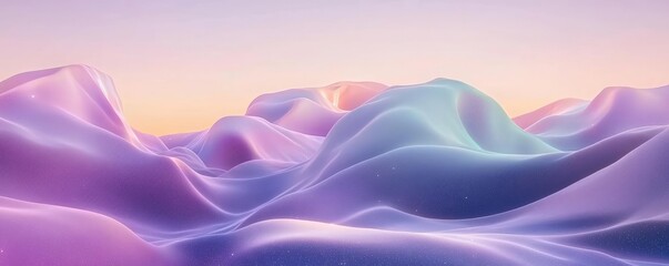 Obraz premium Galaxy abstract background concept. A serene landscape of soft, flowing hills in pastel colors at sunset.