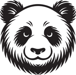 Panda bears face silhouette design vector template on a white background. Panda with a serious look. panda logo.