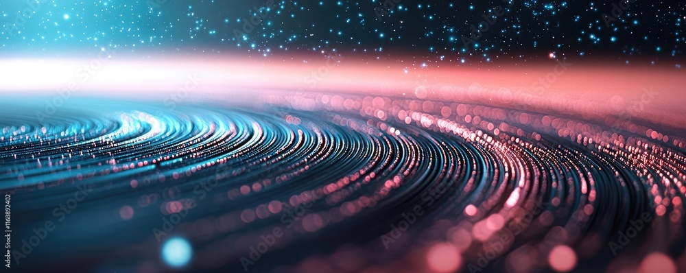 Poster galaxy abstract background concept. abstract digital waves with glowing colors and vibrant particles