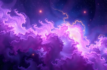 Vibrant Cosmic Galaxy Scene with Swirling Purple and Blue Nebulae