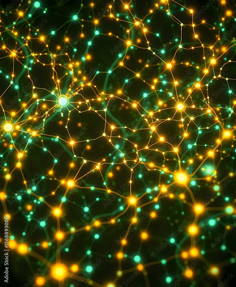 Poster luminescent neural network: dynamic bioluminescence in art nouveau style