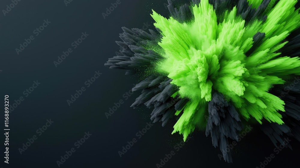Aufkleber burst abstract background idea. dynamic green and black abstract explosion on dark background.