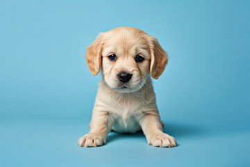 Adorable Puppy on a Blue Background