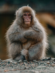 Macaques at Jigokudani Snow Monkey Park in Nagano, Japan