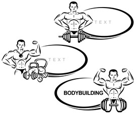 Bodybuilding frame set. Collection icon bodybuilding. Vector