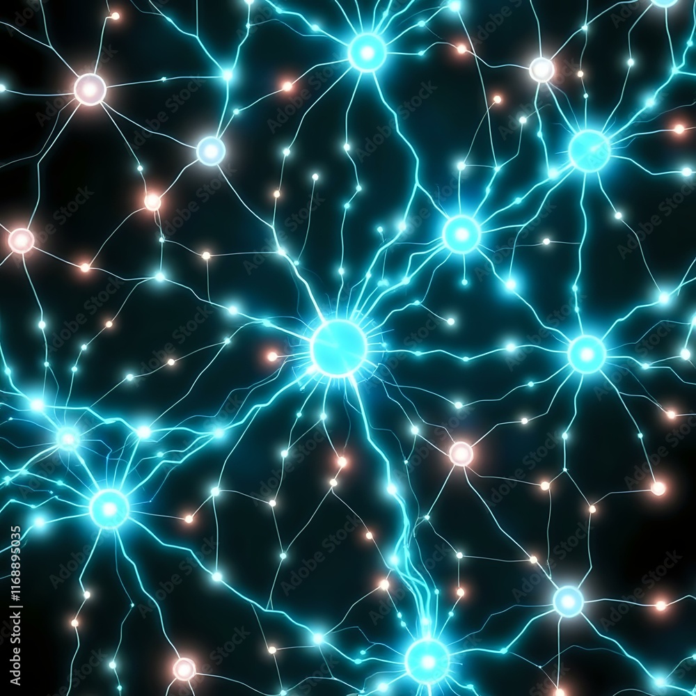 Poster luminous neural network art nouveau design - high resolution square image