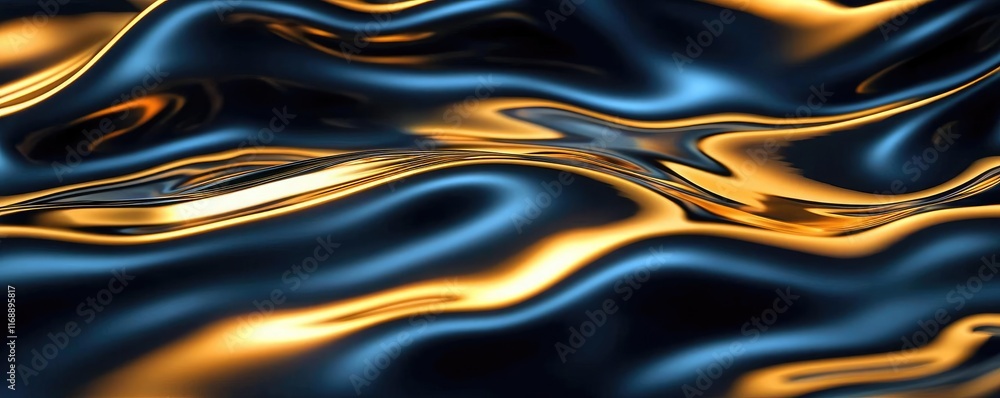 Poster burst abstract background idea. abstract illustration of shiny golden and blue waves creating a mesm