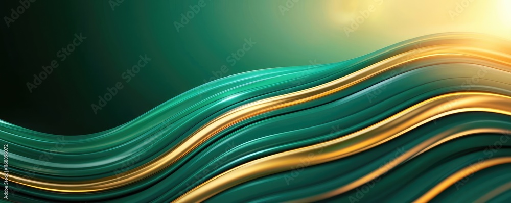 Poster burst abstract background idea. abstract waves in green and gold create a visually stunning backgrou