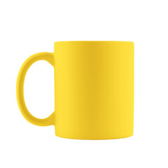 Blank yellow cup isolated on white. Mockup for design