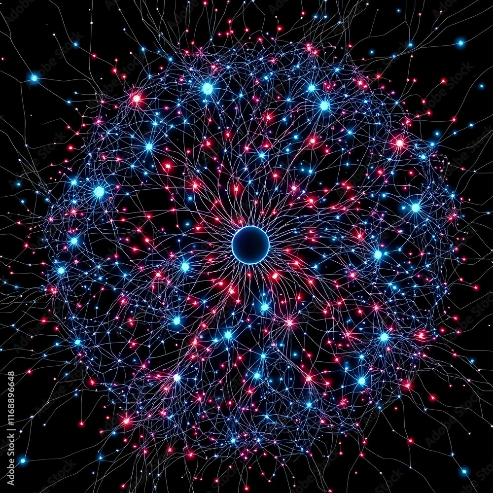 Poster bioluminescent neural network - abstract data visualization