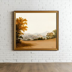 Autumn landscape, square print with frame