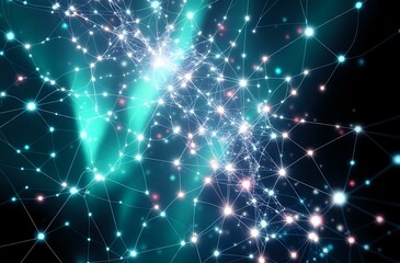 Fototapeta premium Bioluminescent Neural Network Connection Map