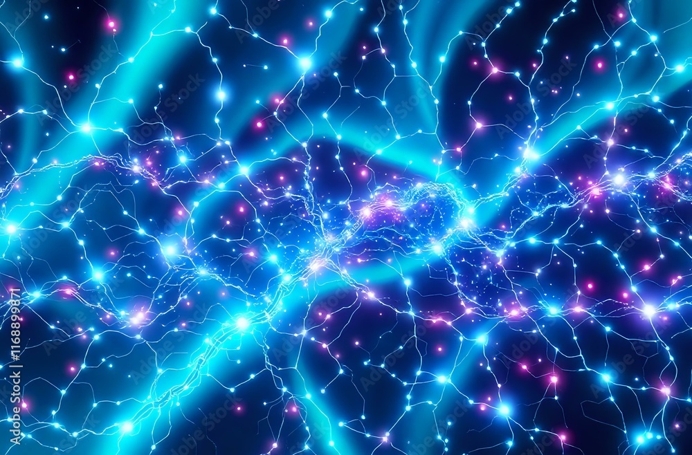 Aufkleber intricate bioluminescent neural network in deep space