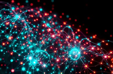 Obraz premium Captivating Bioluminescent Cybernetic Art Nouveau Stock Photo - Intricate Glowing Nodes