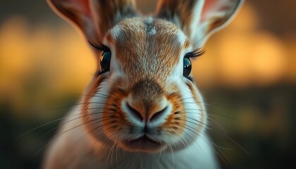 Obraz premium A rabbit, side by side, beautiful detailed eyes, beautiful detailed lips, extremely detailed face and features, long eyelashes, elegant pose, natural lighting