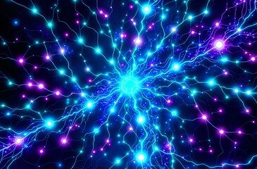 Fototapeta premium Ethereal Blue Nebula Night Sky - Stars & Cosmic Beauty