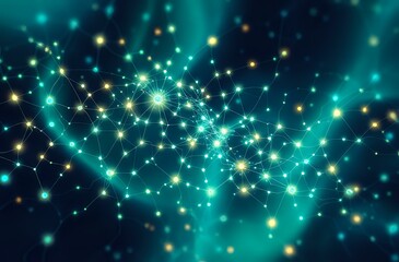 Fototapeta premium Cosmic Neural Network - Bioluminescent Art Nouveau