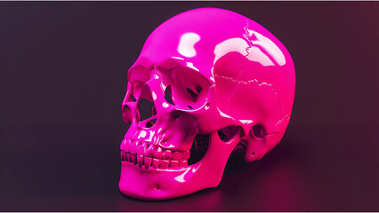 pink skull on black background