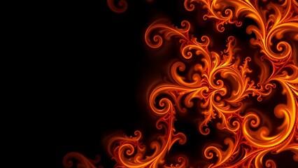 Inferno Swirls: Vibrant Fractal Flames on Dark Background