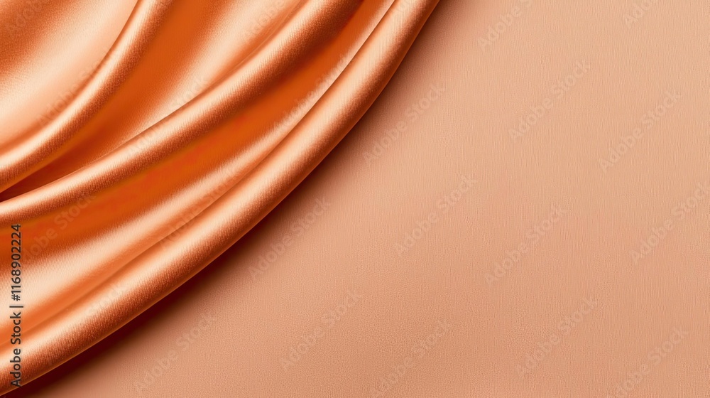 Poster velvet abstract background idea. elegant orange satin fabric draped gracefully, creating a smooth an