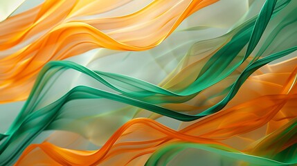 abstract flowing orange and green ribbons for republic day celebration