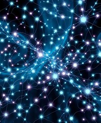 Fototapeta premium Ethereal Neural Network Constellation - Northern Lights Style