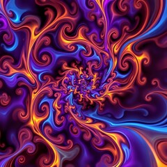 Vibrant Fractal Flames Abstract Art