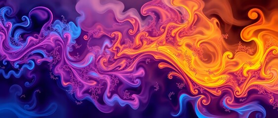 Fototapeta premium Vibrant Fractal Inferno: A Mesmerizing Abstract Art Piece