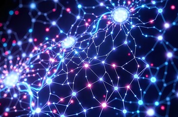 Fototapeta premium Ethereal Bioluminescent Neural Network - Static Cybernetic Art Nouveau
