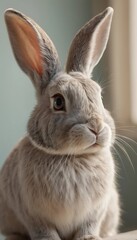 A rabbit, side by side, beautiful detailed eyes, beautiful detailed lips, extremely detailed face and features, long eyelashes, elegant pose, natural lighting