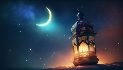 Elegant Ramadan Kareem Islamic Backgrounds with Lanterns, Crescent Moons, Mosques, and Ornate Gold Patterns - Perfect for Holy Month Festivities, Spiritual Designs, and Stock Photography