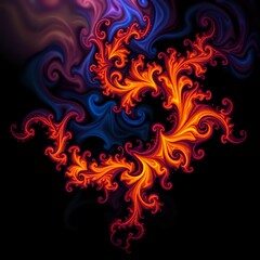 Vibrant Fractal Flames Abstract Art
