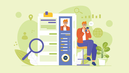 An engaging illustration of a digital hiring process, showcasing CV submissions, candidate reviews, and an intuitive portal for streamlined recruitment.